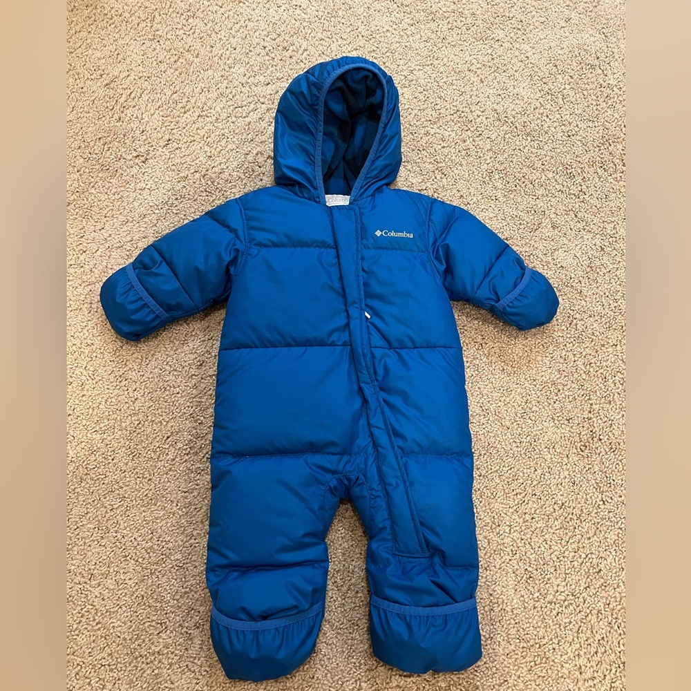 Columbia Blue and Black Checkered Infant Snowsuit